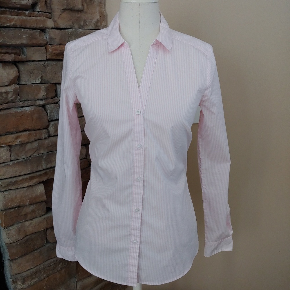 NWOT Baby pink striped button down